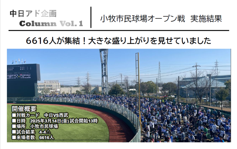 小牧市民球場オープン戦　実施結果